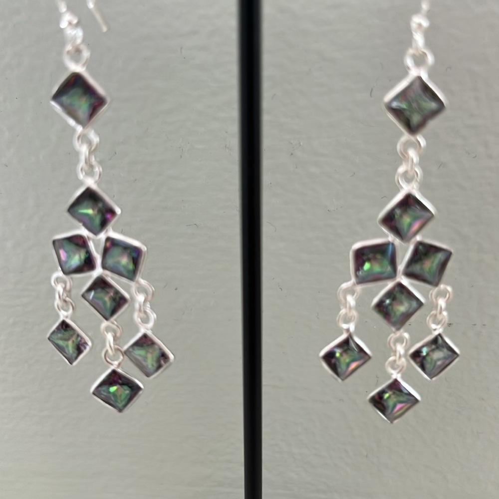 Mystic Topaz in Sterling Silver Chandelier Earrings - Picture 3 of 4